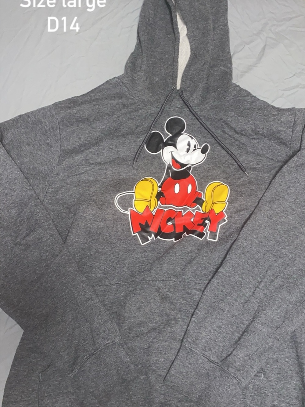 Adults Large Gray Mickey Graphic Hoodie - Iconic Character Pullover